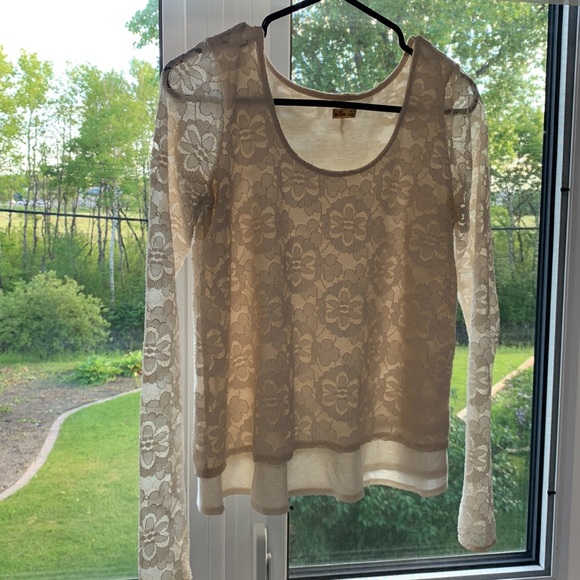 Hollister Lace Long sleeve tops - Cream and Pink - Picture 5 of 5
